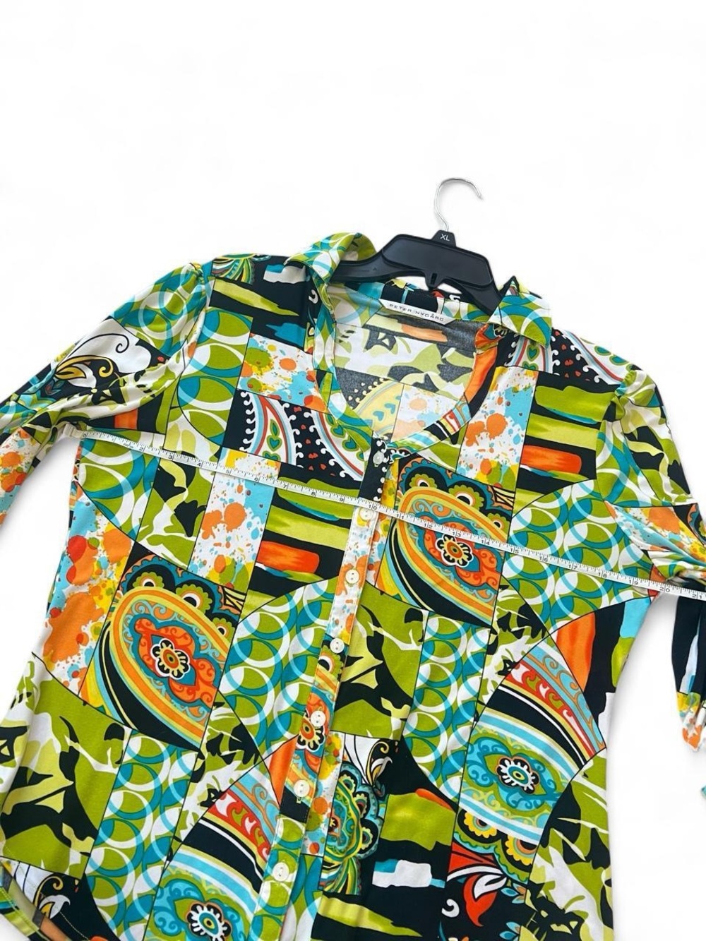 Peter Nygård Multi-colored Blouse with Ruffled Sleeves - Picture 6 of 6